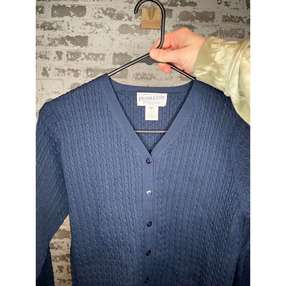 Pendleton | women blue cable knit cardigan sweater